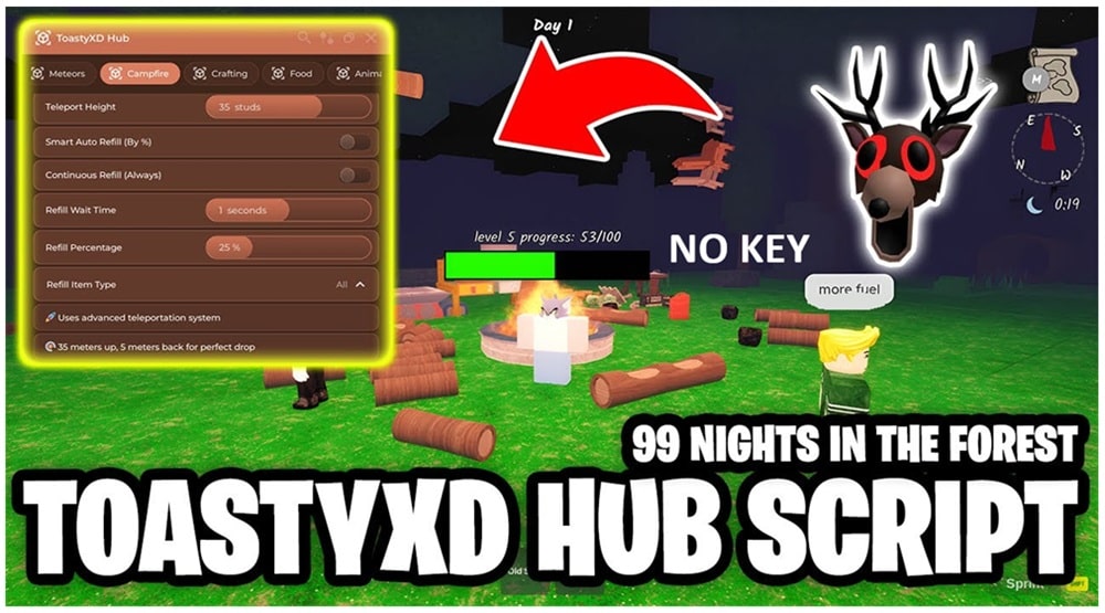 ToastyXD Hub Script 99 Nights in the Forest No Key - krnl