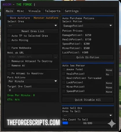 Axiom Hub Script The Forge [BETA] - No Key, Auto Mining & Fast Progression - krnl