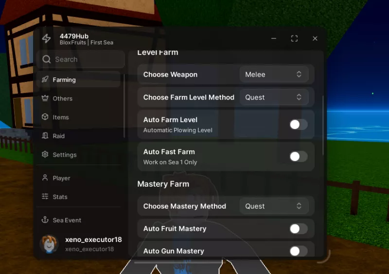 4479 Hub Script for Blox Fruits (Keyless) – Auto Farm Level Working - krnl